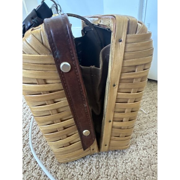 Vintage Basket Handbag Purse MCM Leather Handle Quality Clasp Engraving Plate - Picture 8 of 10